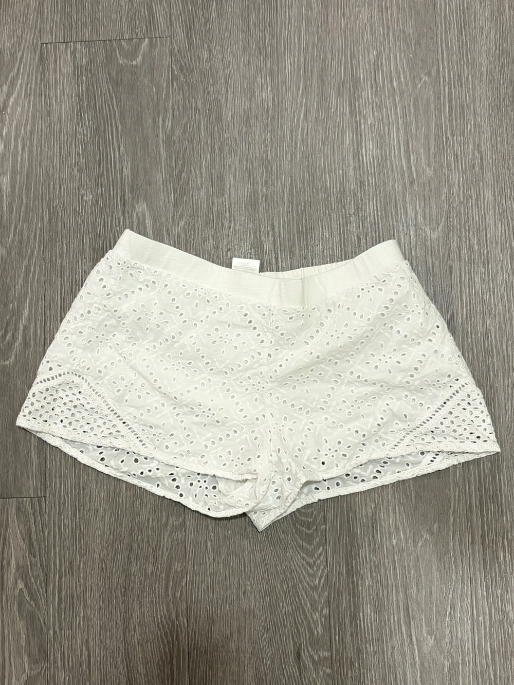 White Eyelet Lace Skort Shorts with Scalloped Hem